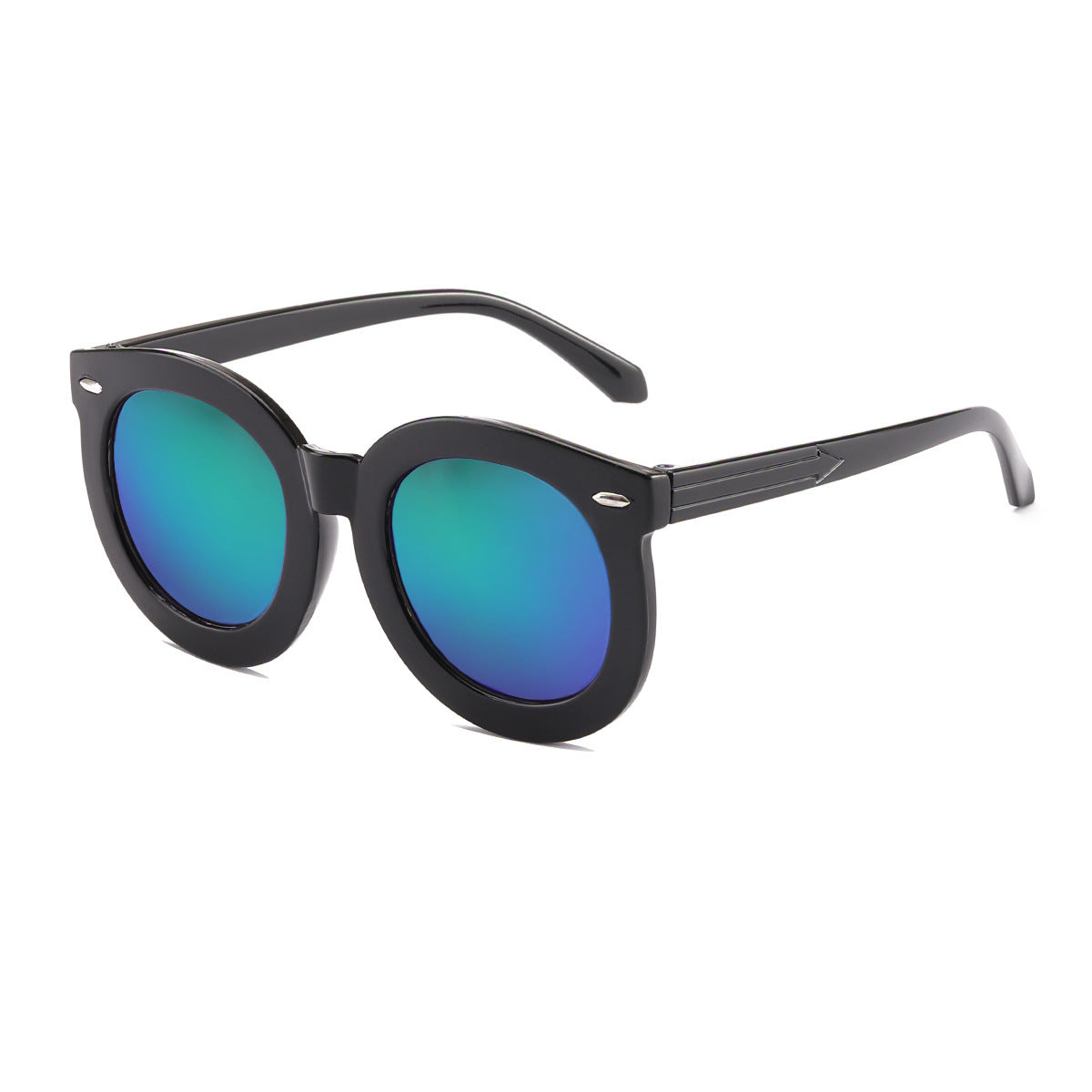 Wholesale Color Film Reflective Round Frame PC Kids Sunglasses