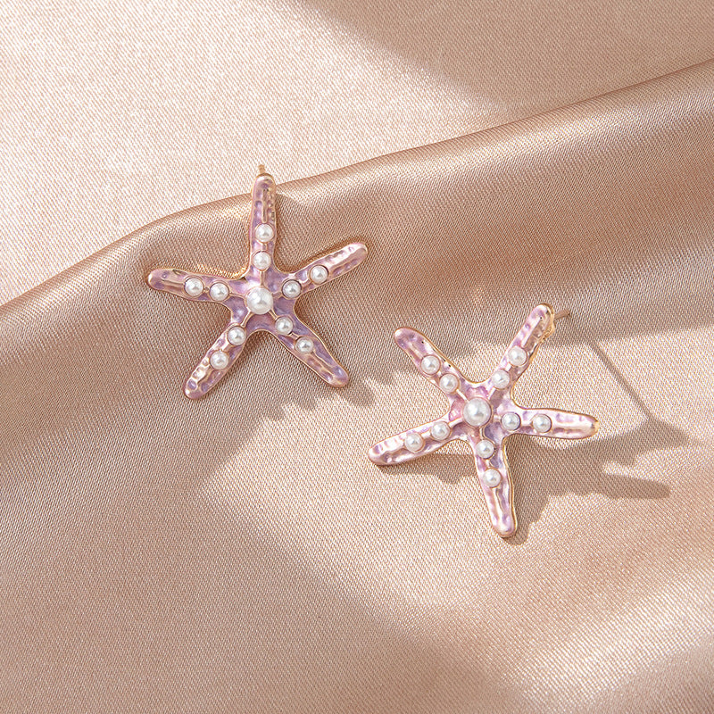 Wholesale Ocean Breeze Starfish Gradient Alloy Ear Studs