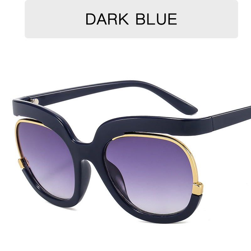 Wholesale PC Contrasting Color Big Frame Round Sunglasses