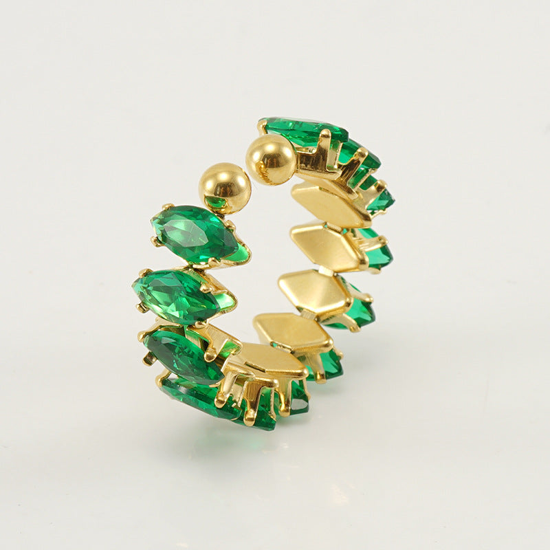 Wholesale Titanium Steel 18K Gold Plated Open Adjustable Geometric Ring