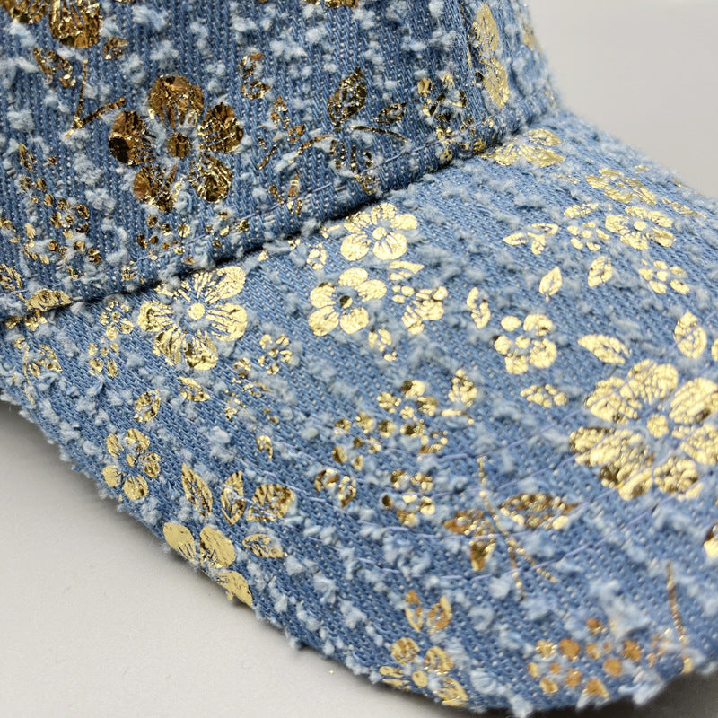 Wholesale Cotton Bronzing Flower Wide Brim Baseball Cap