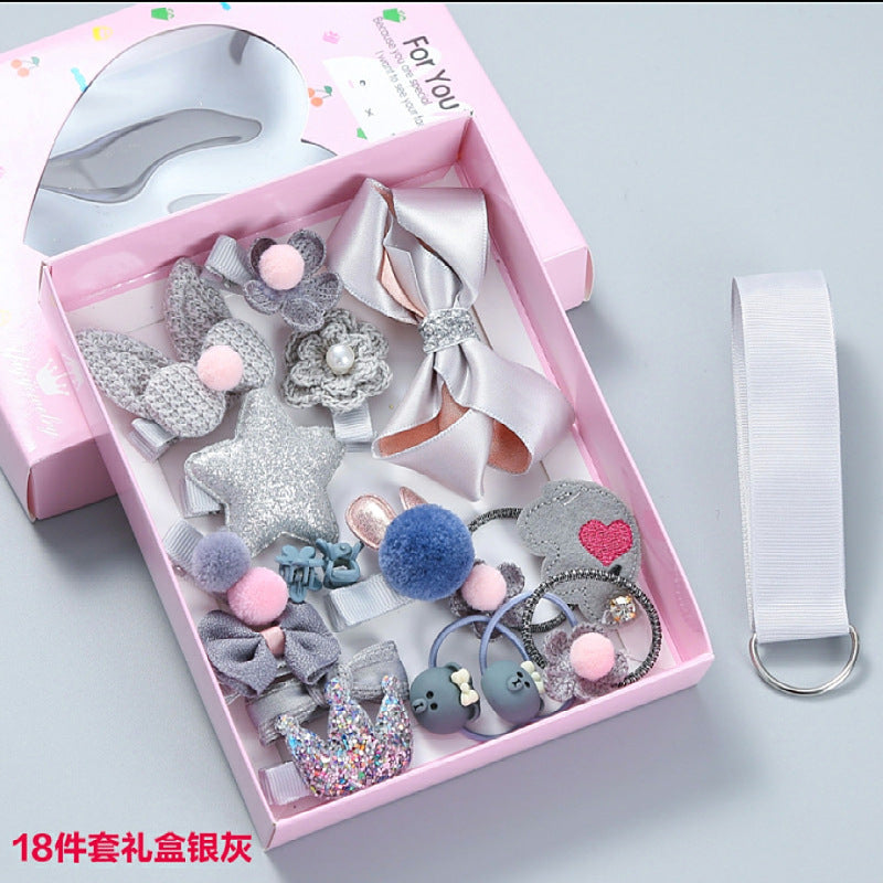 Wholesale 18-piece Set of Cute Fabric Hair Clips for Children