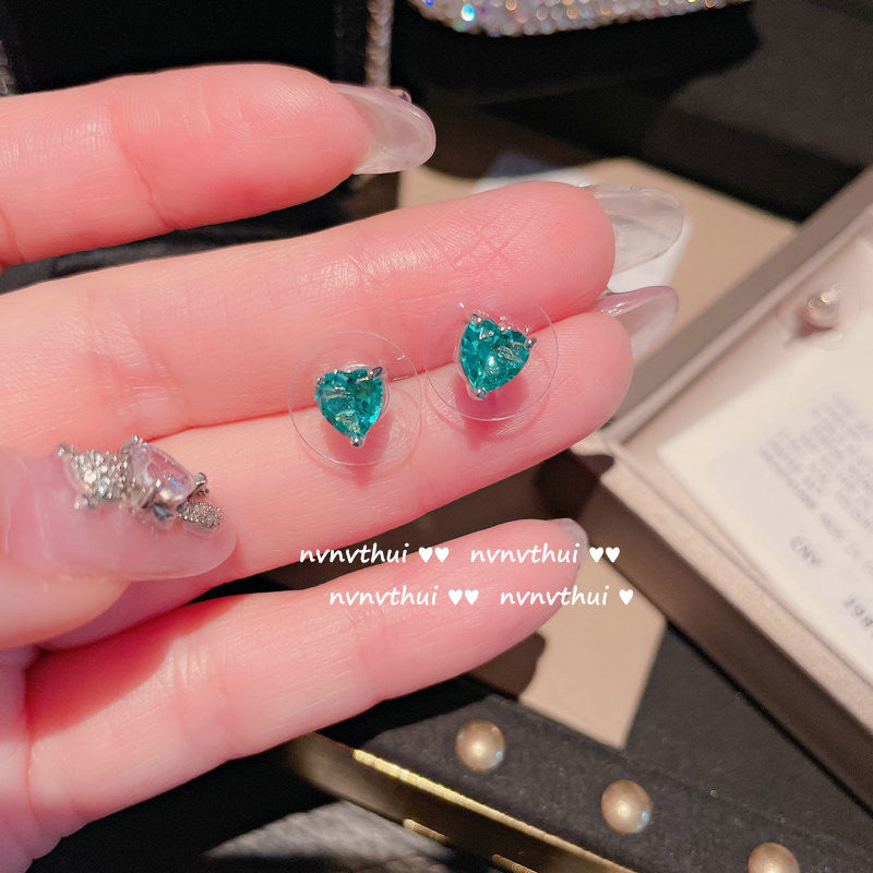 Wholesale Peach Heart Gemstone Earrings 18K Earrings Zircon Plated