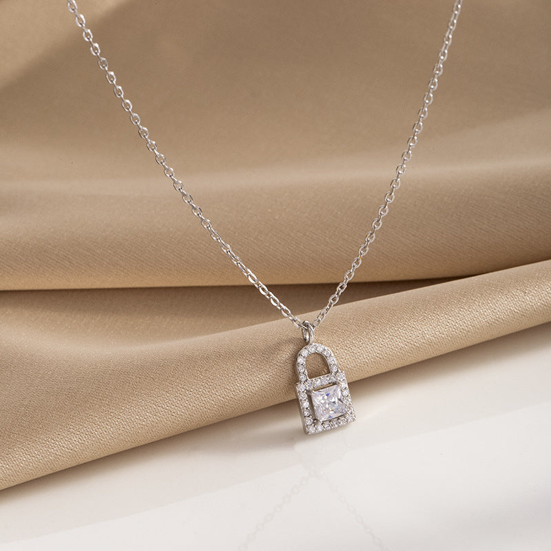 Wholesale S925 Silver Lock Diamond Necklace