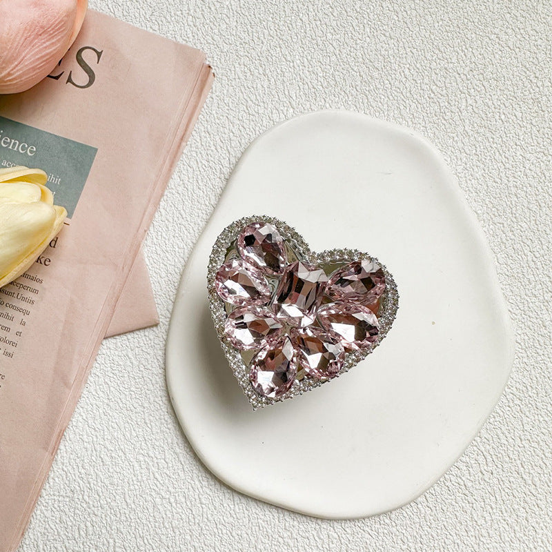 Wholesale Alloy Rhinestone Heart Phone Airbag Holder
