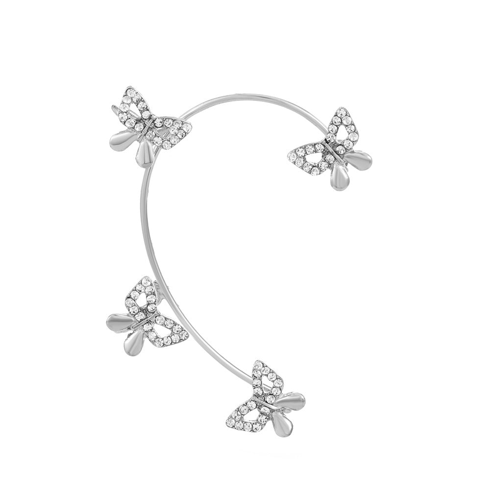 Venta al por mayor Pendientes de aleación de manguito de oreja de mariposa de diamante