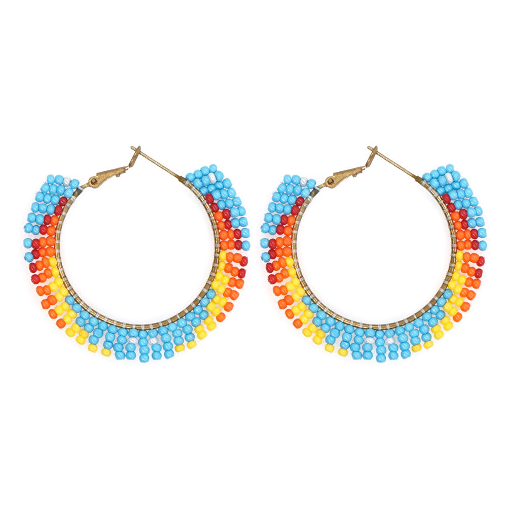Wholesale Jewelry Ethnic Eyes Rice Beads Earrings