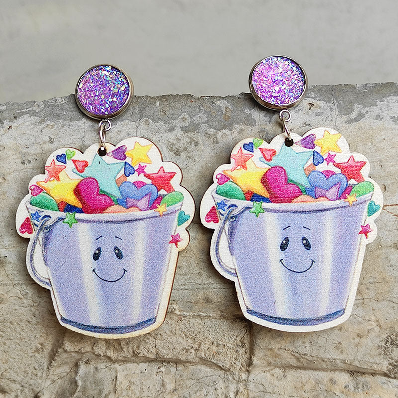 Wholesale 2 pairs/pack Teacher's Day Wooden Earrings