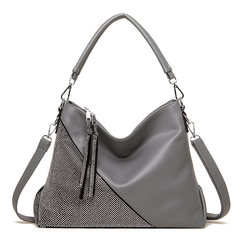 Wholesale Diamond Contrast Color Autumn Large Capacity PU Shoulder Bag