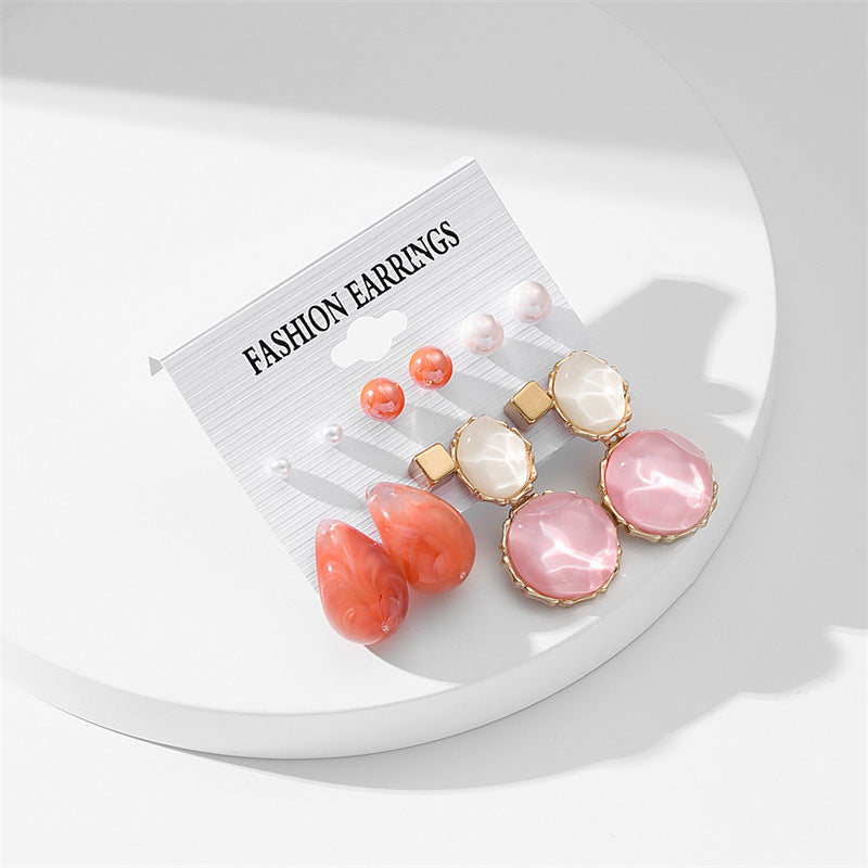 Wholesale Solid Color Flower Acrylic Earrings Set