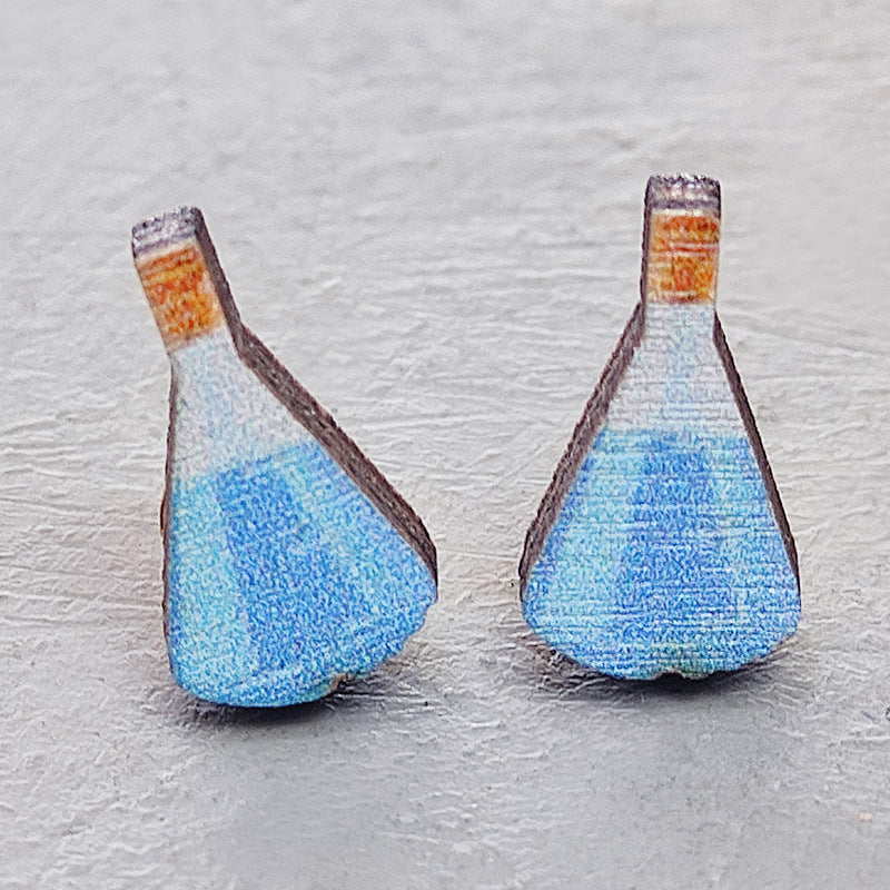 2 parejas al por mayor/paquete Pendientes de madera del día del maestro