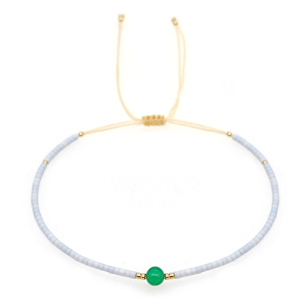 Venta al por mayor Pulsera de vidrieras de piedras semipreciosas bohemias