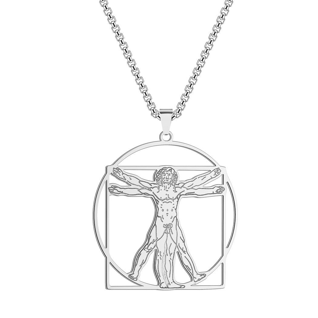 Wholesale Jewelry Stainless Steel Da Vinci Vitruvius Pendant Necklace