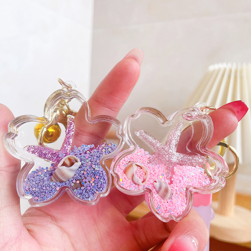 Wholesale Floating Starfish Cherry Blossom Acrylic Keychains