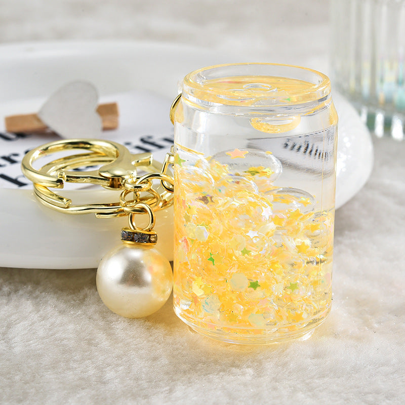 Llavero creativo de latas de botellas flotantes de arenas movedizas acrílicas al por mayor