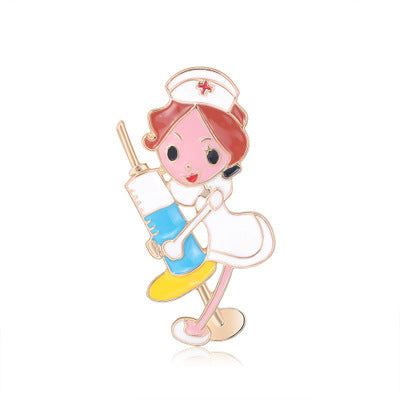 Wholesale Medical Syringe ECG Cartoon Alloy Brooch