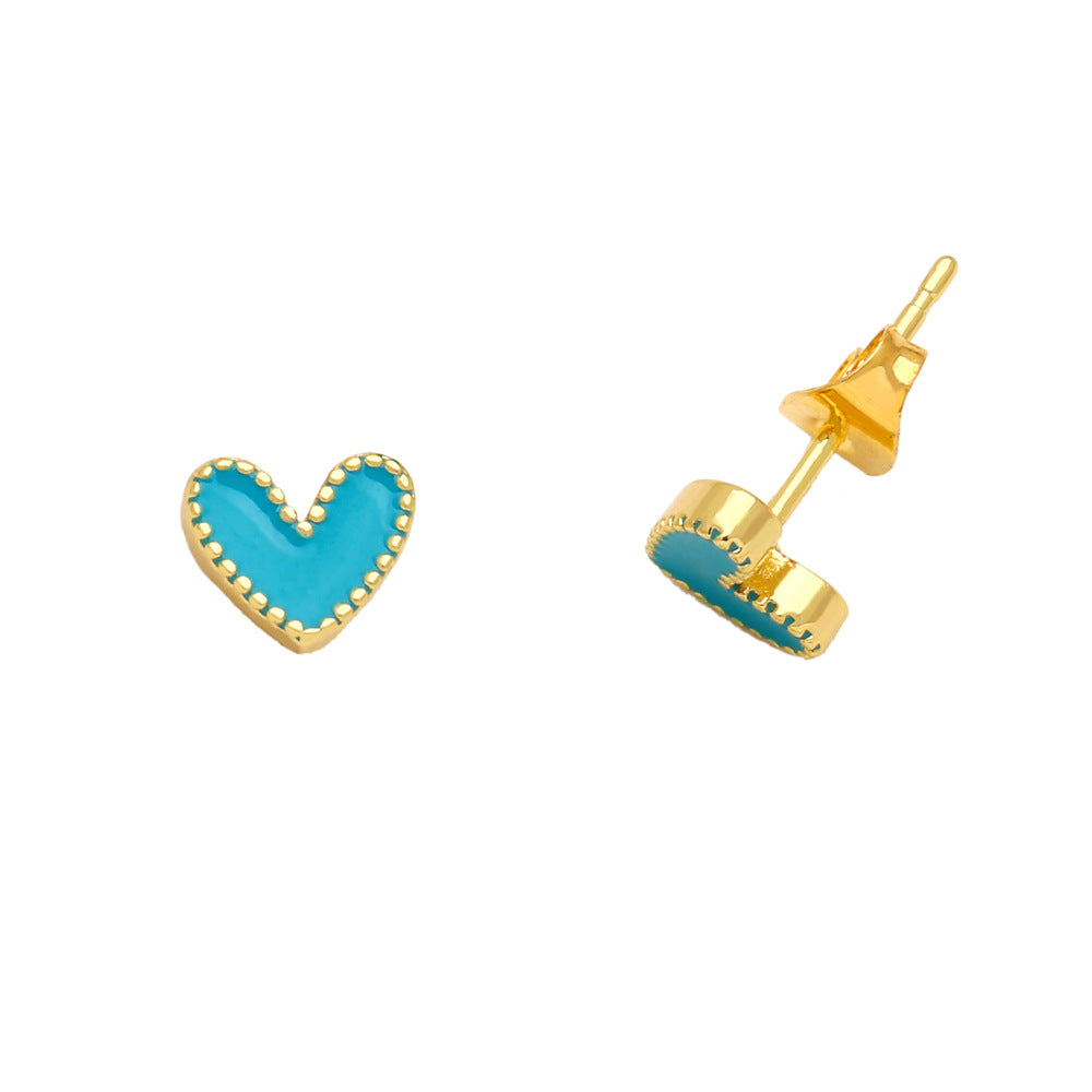 Wholesale Small Heart Gold Plated Copper Ear Studs