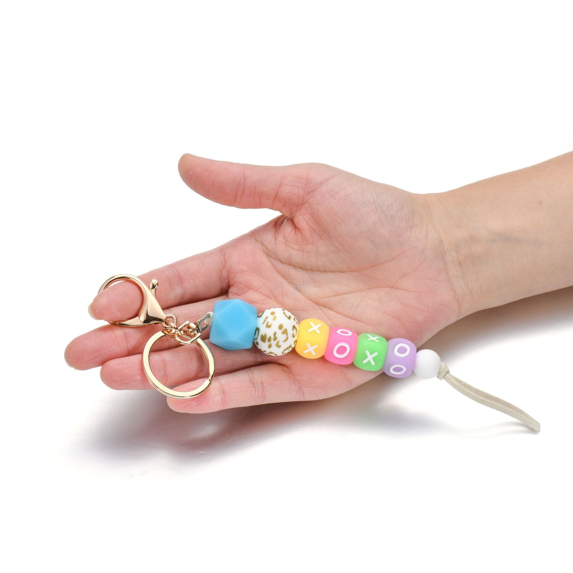 Llavero con cuentas de silicona de color luminoso al por mayor