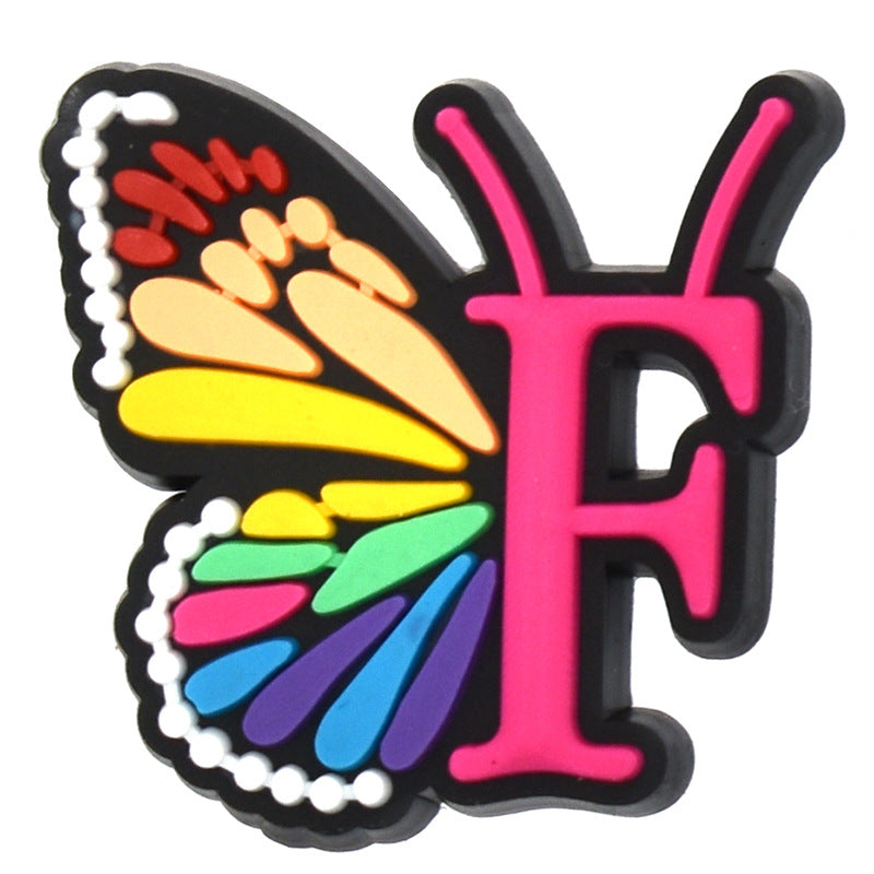 Al por mayor 100 PCS PVC Cartoon Butterfly Alphabet Diy Hebillas