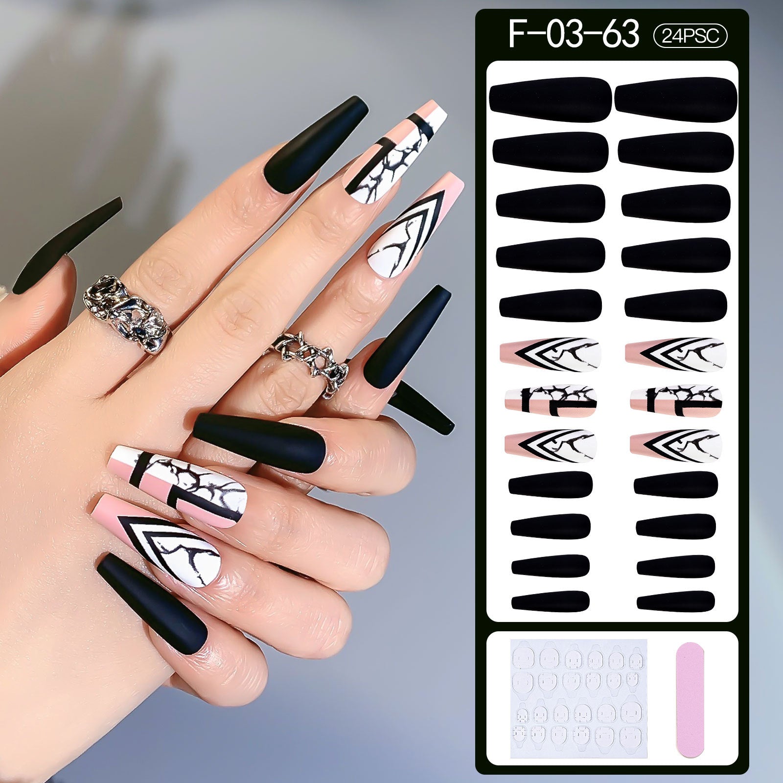 Wholesale Black and White Marble Nail Stickers