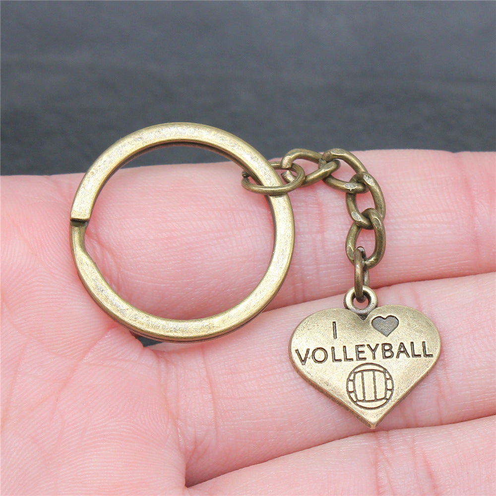 Wholesale 10PCS I Love Volleyball Love Pendant Metal Keychain