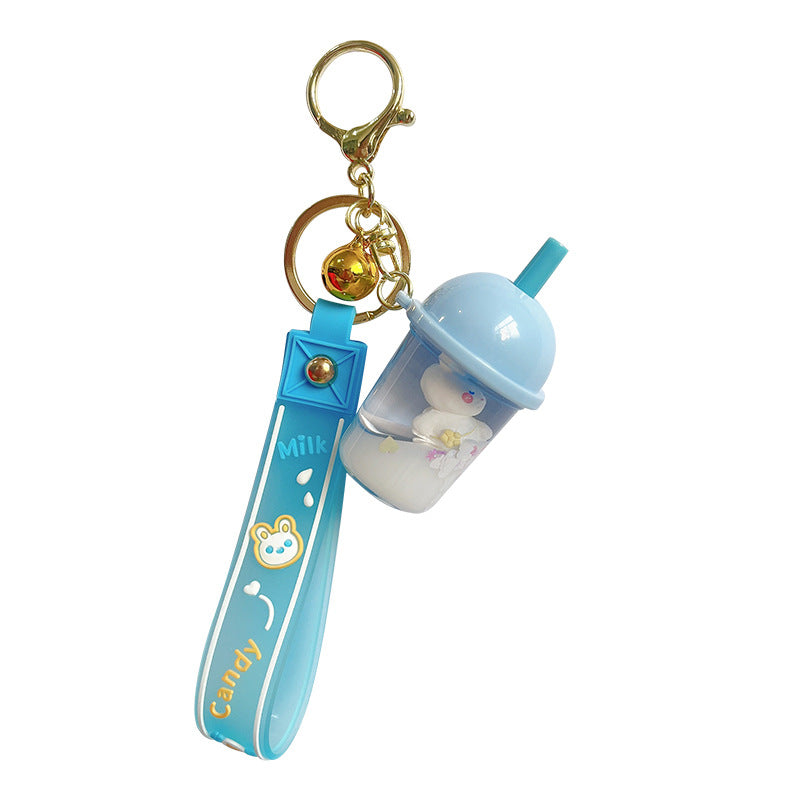 Wholesale Acrylic Into The Oil Bunny Milk Tea Cup Creative Key Chain