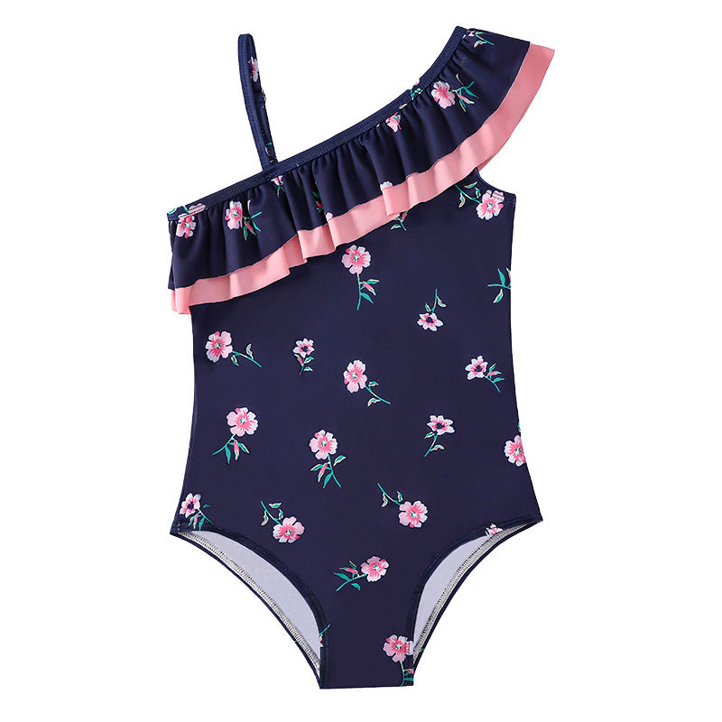 Wholesale Kids One Piece Ruffle Polyester Swimwear