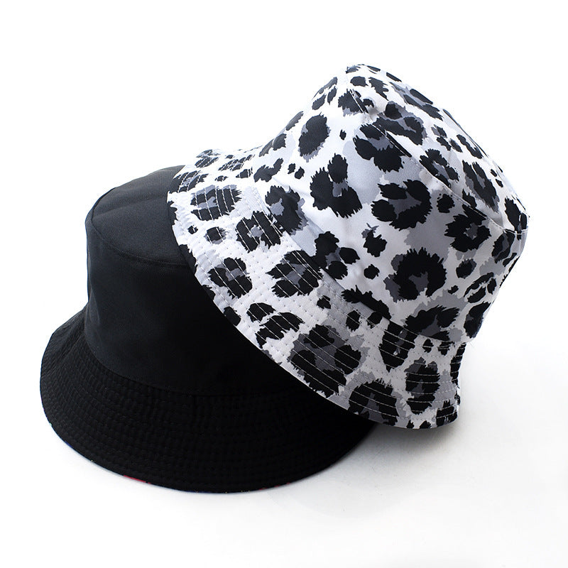 Sombrero de cubo reversible de estampado de leopardo de poliéster al por mayor