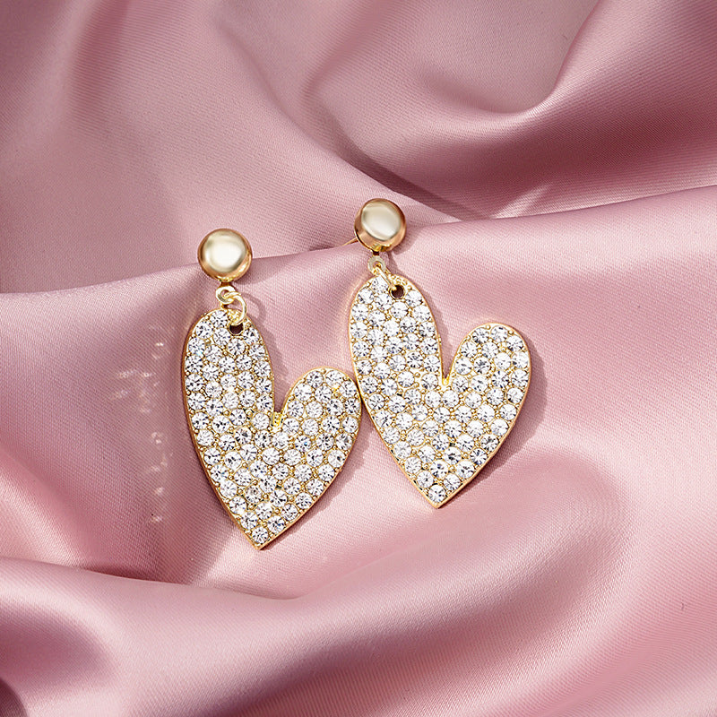 Wholesale Diamond Heart Alloy Ear Studs
