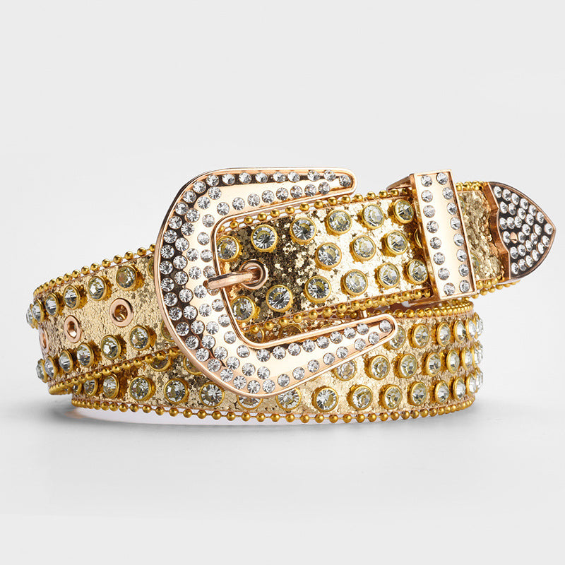 Wholesale Halloween Needle Buckle Full Diamond Sequins Skeleton Head Water Diamond Inlaid PU Belt