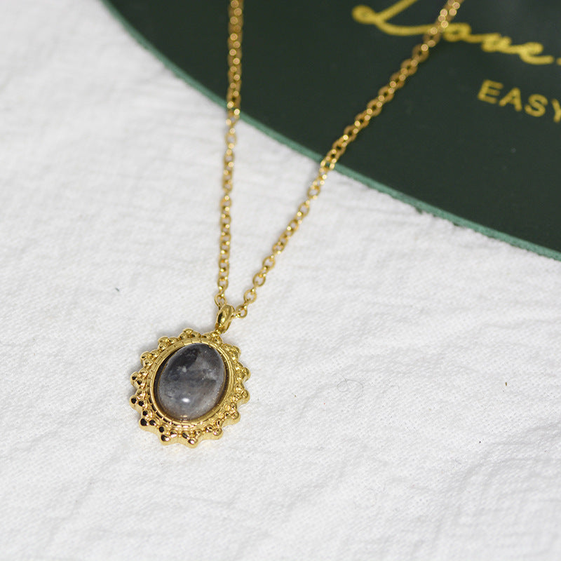 Wholesale Natural Stone Pendant Stainless Steel Necklace