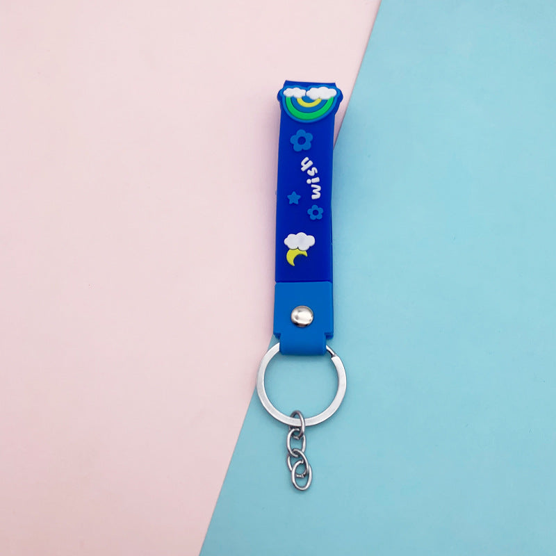 Wholesale Candy Color Rainbow Soft PVC Lanyard Keychains