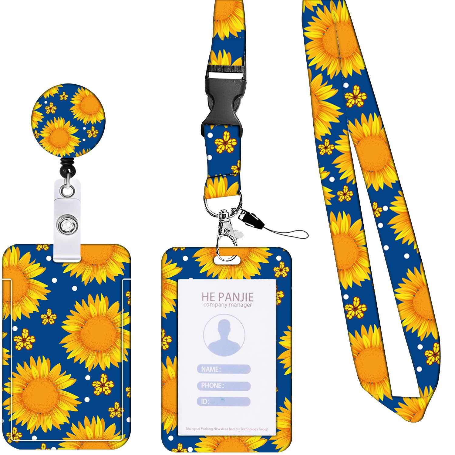 Wholesale Badge Reels Floral Cactus Leopard Starry Sky Butterfly Colorful Card Holder ABS Retractable Keychains