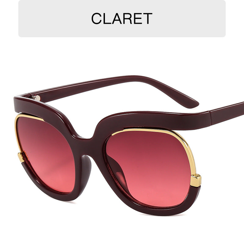 Wholesale PC Contrasting Color Big Frame Round Sunglasses