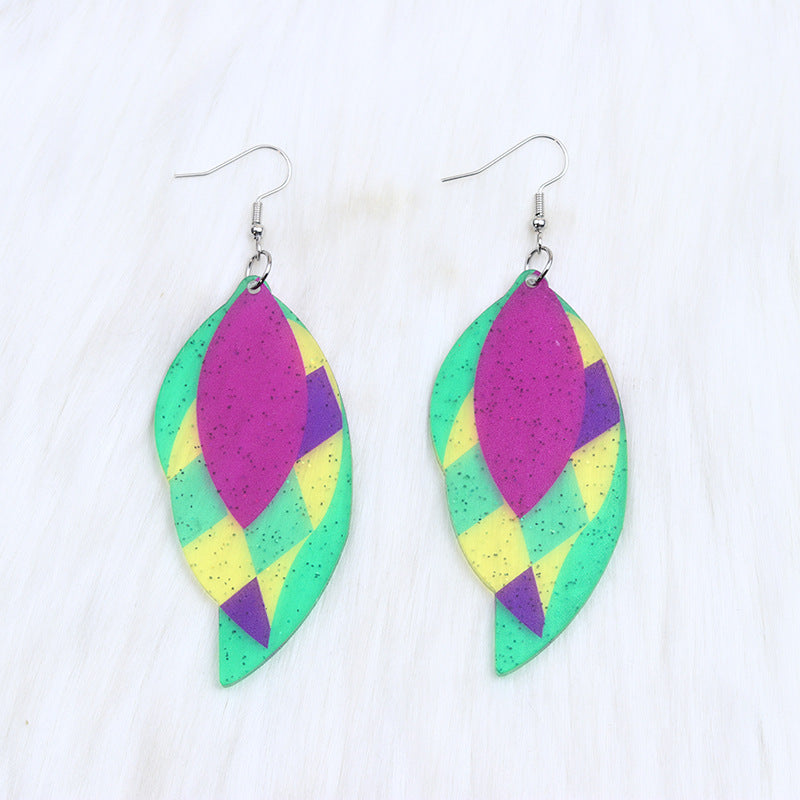 Wholesale Mardi Gras Water-saving Drop Shaped Minimalist Acrylic Earrings