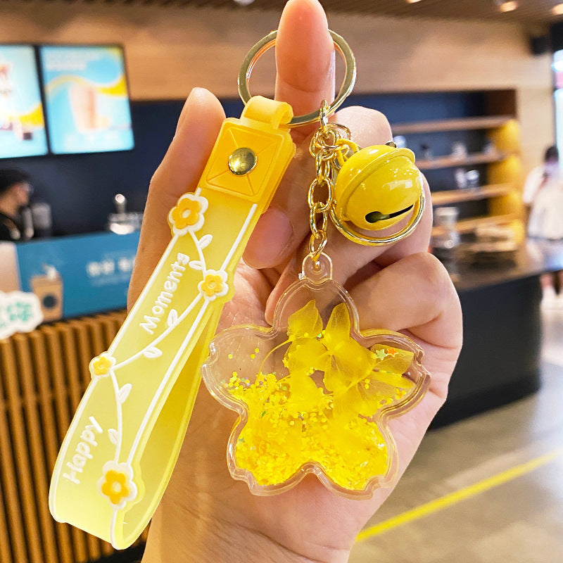 Wholesale Cherry Blossom Oil Drifting Bottle Acrylic Keychains