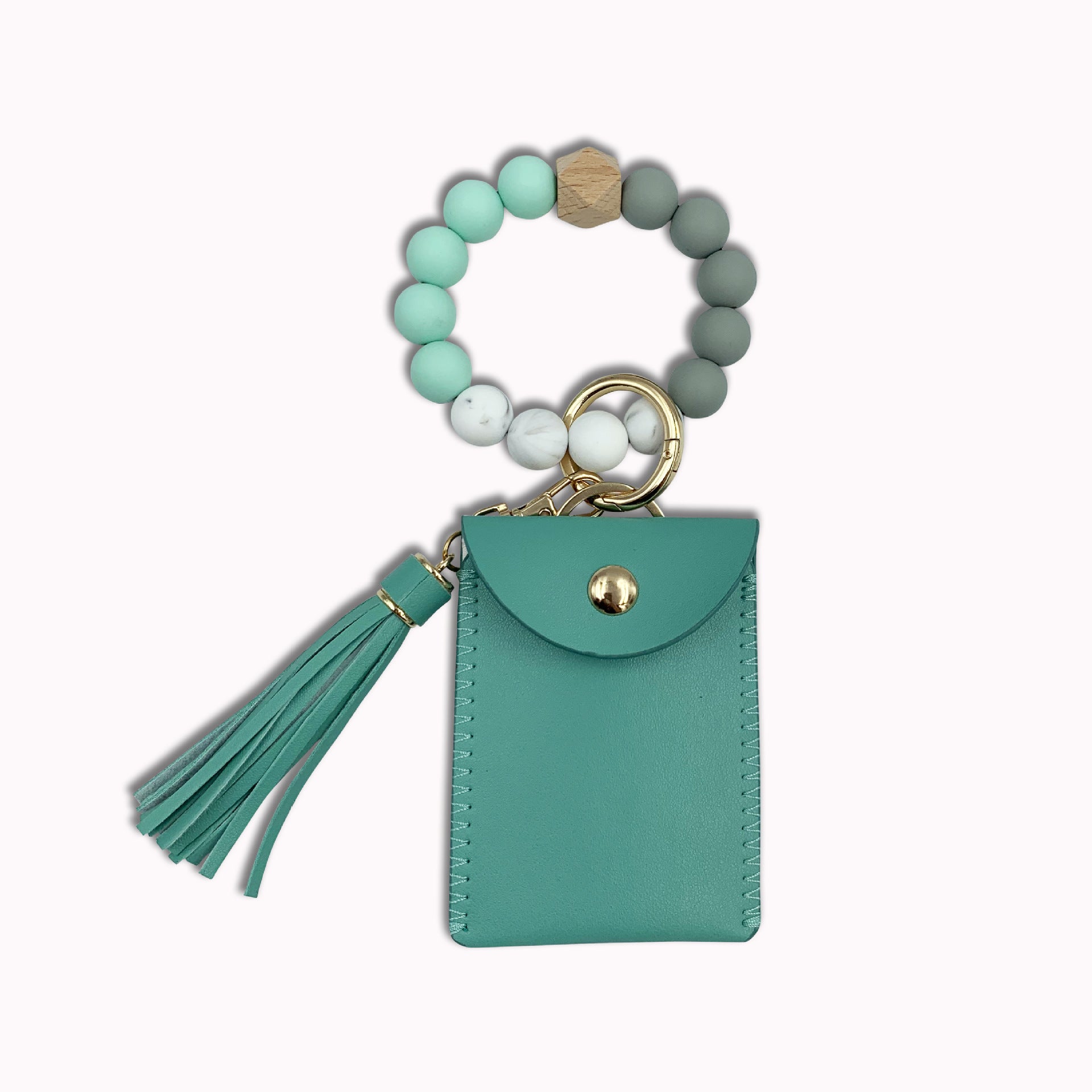 Wholesale Silicone Beaded Tassel Card Holder wrist keychain