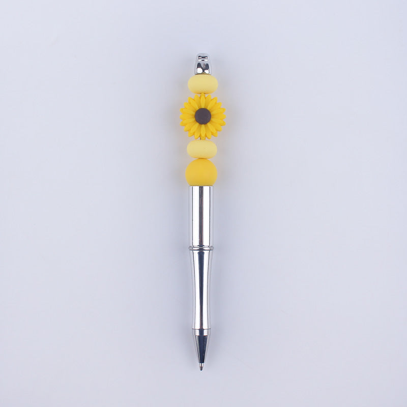 Wholesale Beadable Pens Handmade Daisy Silicone Beaded Ballpoint Pen