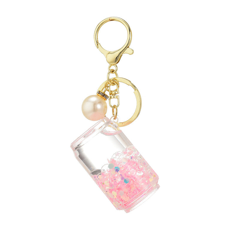 Llavero creativo de latas de botellas flotantes de arenas movedizas acrílicas al por mayor