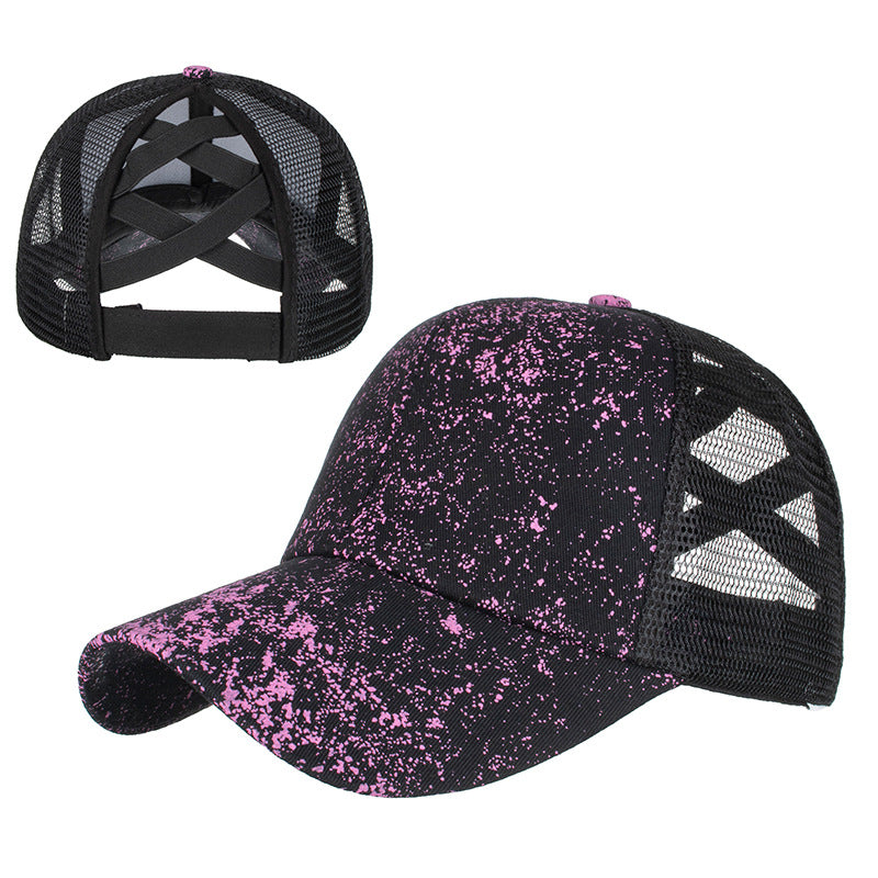 Wholesale Aztec Crossover Elastic Mesh Ponytail Polyester Baseball Hat