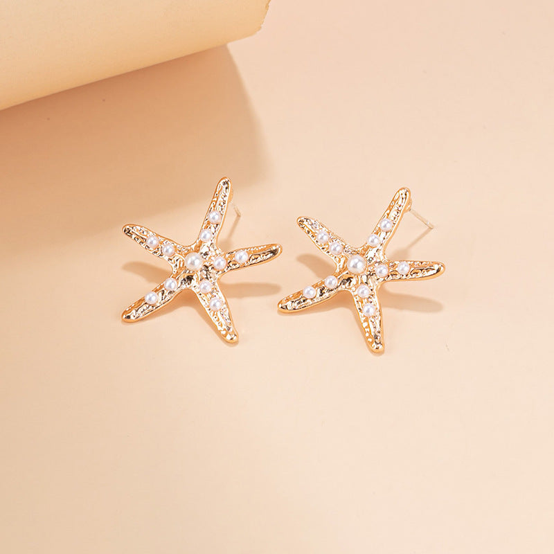 Wholesale Ocean Breeze Starfish Gradient Alloy Ear Studs