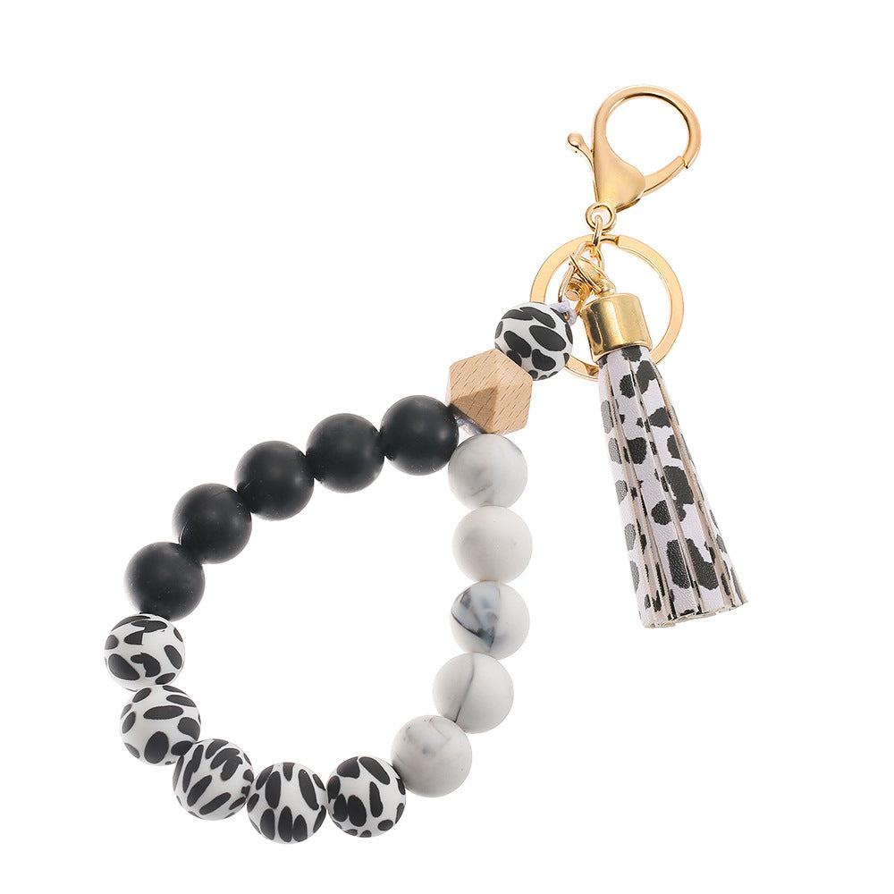 Wholesale Colorful Silicone Beaded Wrist Keychain