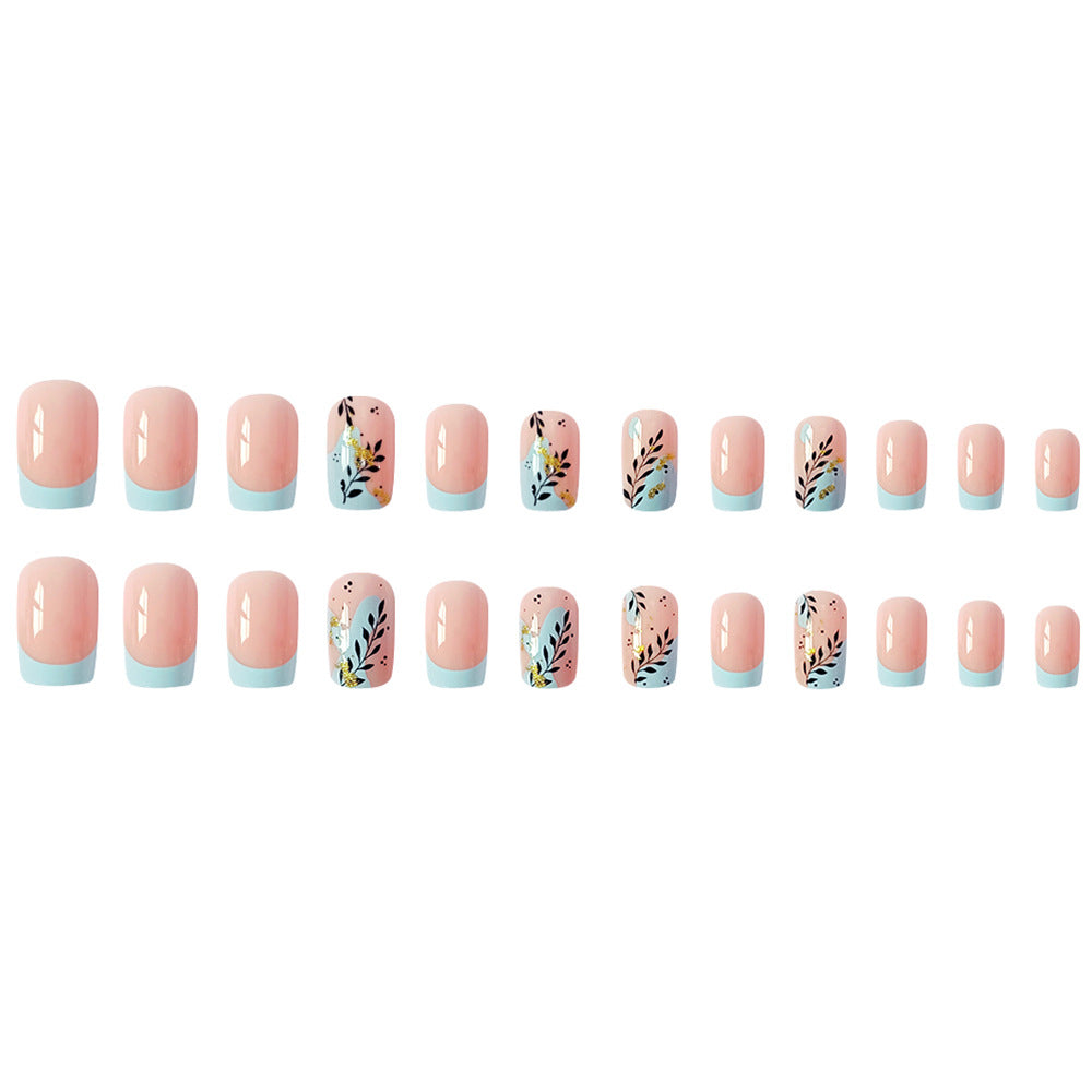 Wholesale Pink Blue Color Block Maple Leaf Nail Stickers