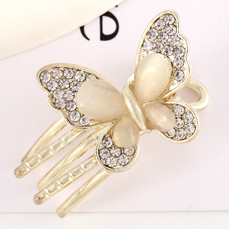 Wholesale Opal Flower Butterfly Rhinestone Hair Clips