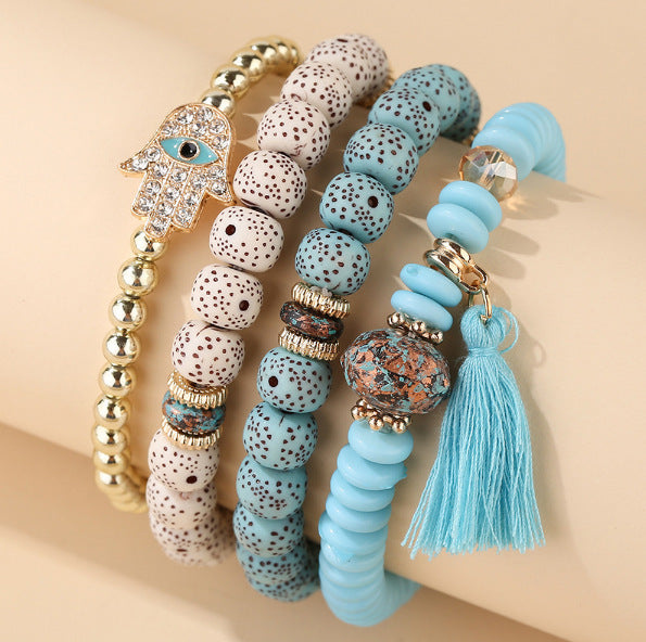 Wholesale Ethnic Multilayer Linden Beaded Alloy Bracelet