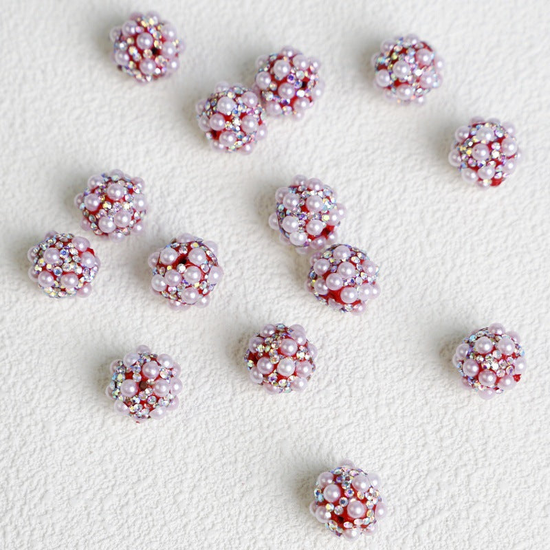 Wholesale 10pcs Pearl Full Diamond Ceramic Mud Through Hole Beads