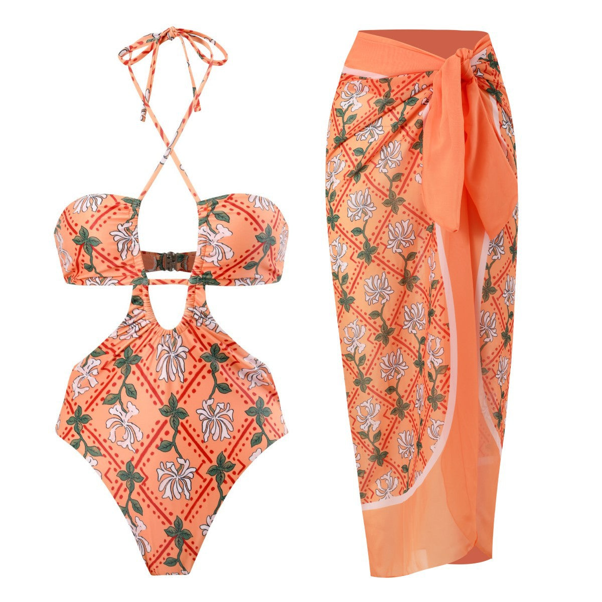 Wholesale Moroccan Print One-piece Polyester Swimwear