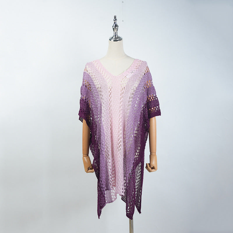 Wholesale Knitted Colorblock Blouse Polyester Swimwear