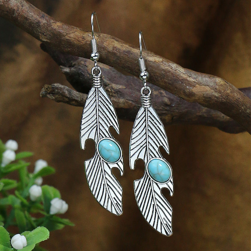 Wholesale Jewelry Bohemian Turquoise Alloy Earrings