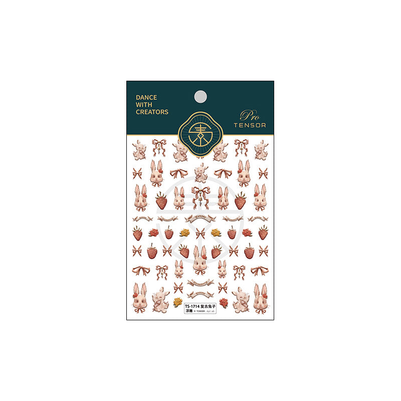 Wholesale Vintage Rabbit Plastic Nail Stickers